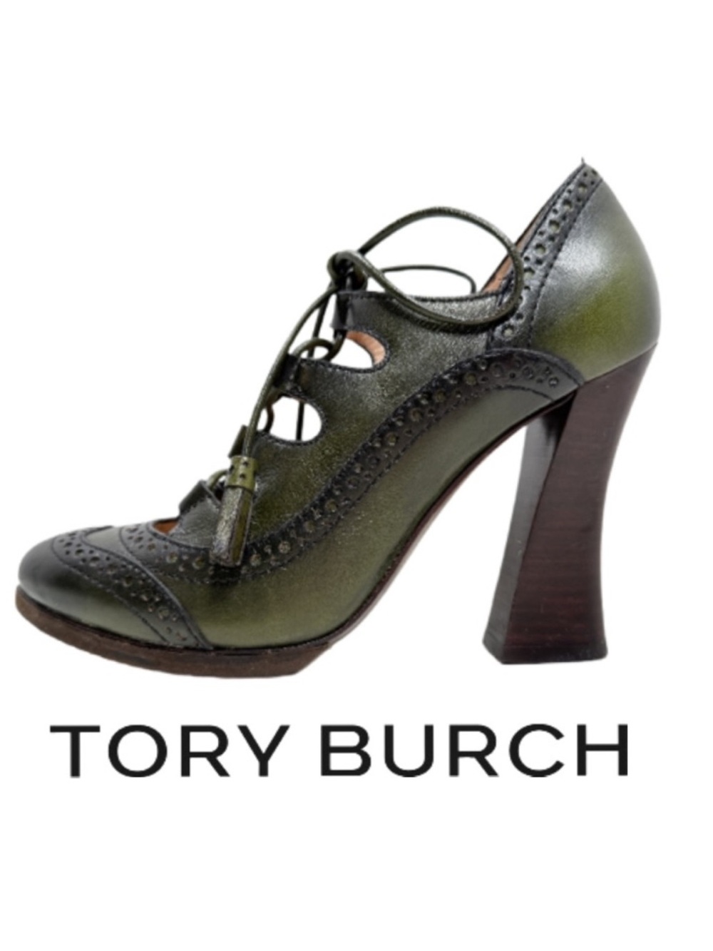 TORY BURCH | Astrid Distressed Leather Pump Lace Up Ghillie Oxford Classic